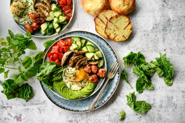 breakfast salad - food stock pictures, royalty-free photos & images