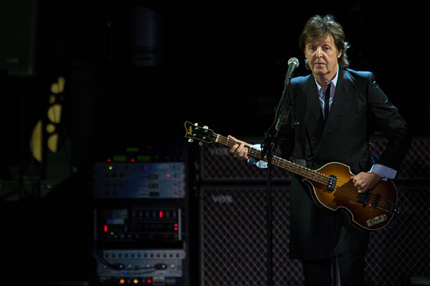 "British singer-songwriter, composer and music and film producer Paul McCartney performing at Verona Arena during the Out There! Tour. The singer...