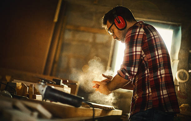 carpenter finishing work. - home decoration stock pictures, royalty-free photos & images