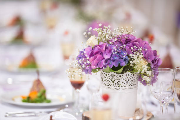 ceremonial tablewear for the wedding ready for the party to start. - garden decoration stock pictures, royalty-free photos & images