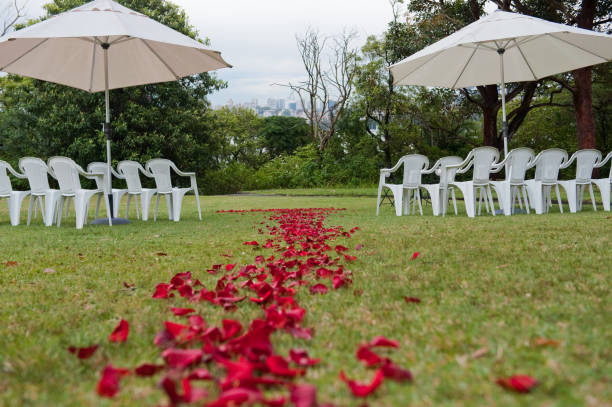 ceremony decorations and set up - garden decoration stock pictures, royalty-free photos & images
