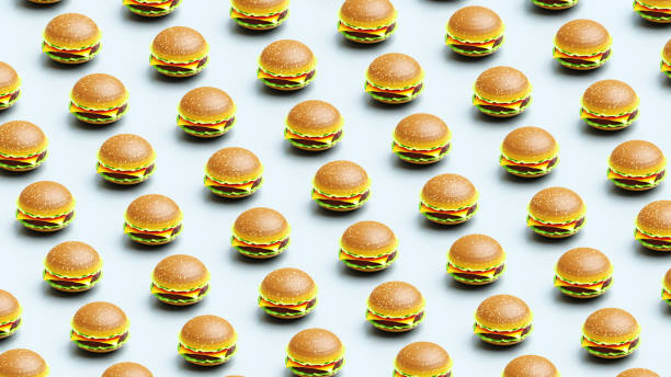 cheeseburger pattern background - junk food stock pictures, royalty-free photos & images