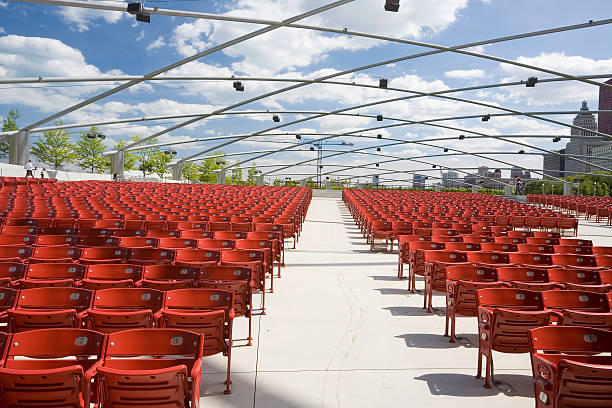 chicago concert pavillion chairs - concert stock pictures, royalty-free photos & images