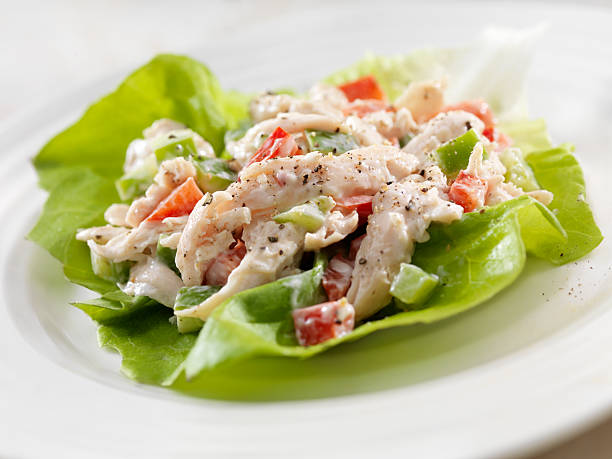 chicken salad lettuce wrap - junk food stock pictures, royalty-free photos & images