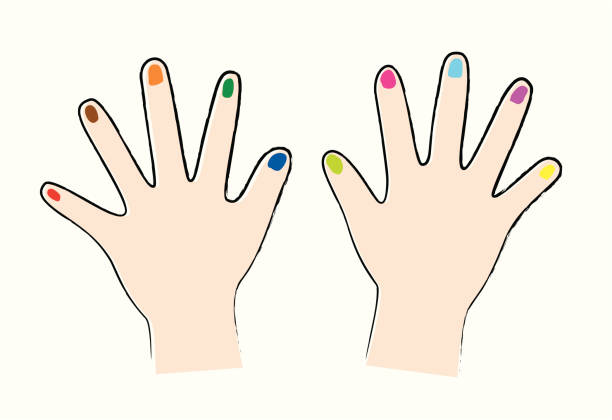 child's hand - nails art stock illustrations