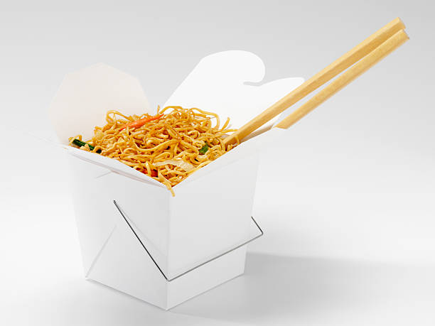 chinese chow mein with chopsticks - junk food stock pictures, royalty-free photos & images