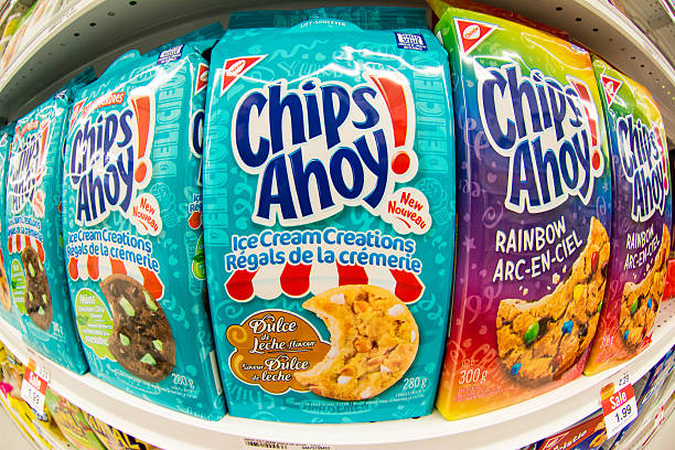 Christie Chips Ahoy cookies in a store shelf. Christie brand belongs to Nabisco which is an American manufacturer of cookies and snacks.