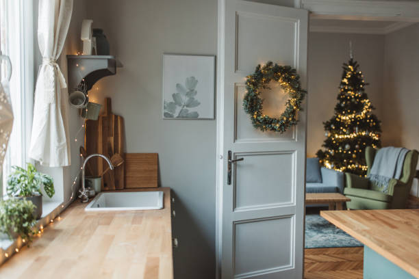 christmas at home - home decoration stock pictures, royalty-free photos & images