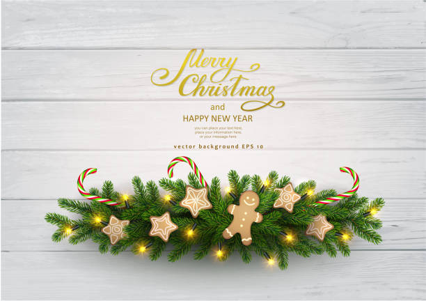 christmas background with fir tree - home decoration stock illustrations