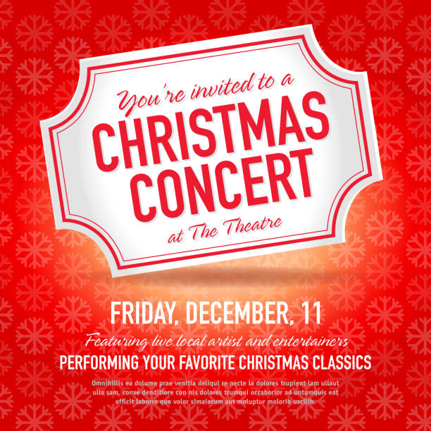 christmas concert ticket invitation design template - concert stock illustrations