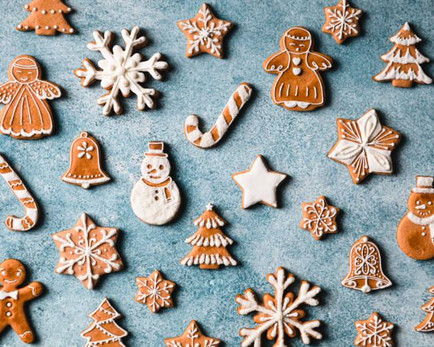christmas cookies flat lay - home decoration stock pictures, royalty-free photos & images