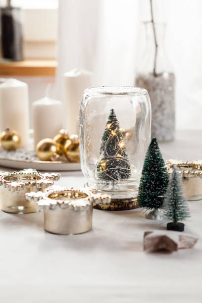 christmas decoration on table - home decoration stock pictures, royalty-free photos & images