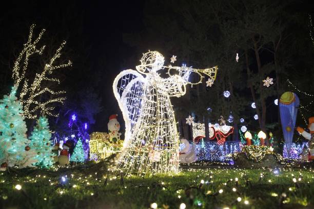 Christmas decorations adorn the garden of the "Christmas House" in Bad Tatzmannsdorf, Austria, on December 13, 2022. - According to the house's...