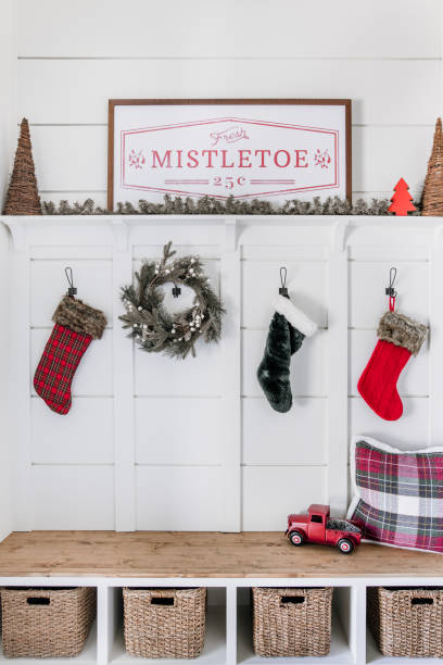 christmas entryway and home decor - home decoration stock pictures, royalty-free photos & images