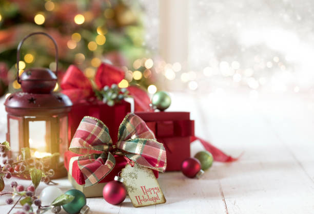 christmas gifts and christmas tree - home decoration stock pictures, royalty-free photos & images