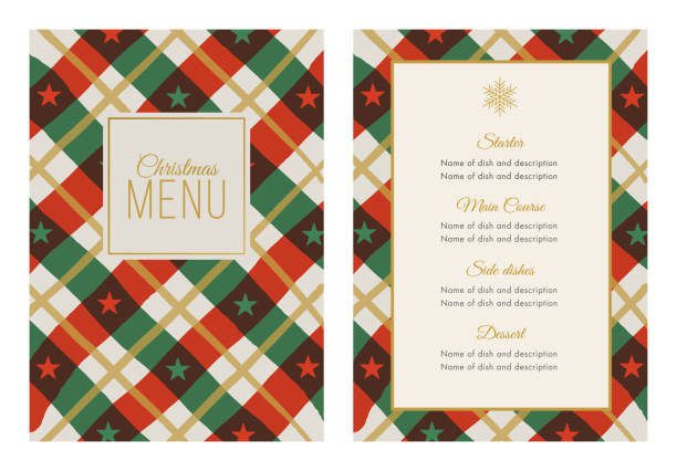 christmas menu template with stars and stripes. - fashion stock illustrations