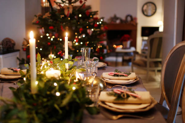 christmas still life, table set - home decoration stock pictures, royalty-free photos & images