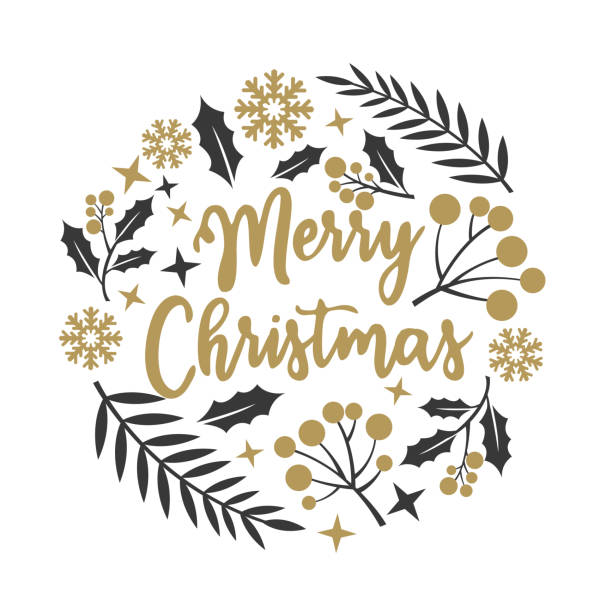 christmas wreath - home decoration stock illustrations