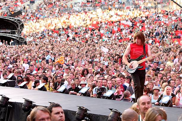 Christopher Guest of spoof heavy metal band Spinal Tap performs on stage during the Live Earth concert at Wembley Stadium on July 7, 2007 in London,...