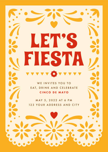 cinco de mayo party. party invitation with floral and decorative elements. - food stock illustrations