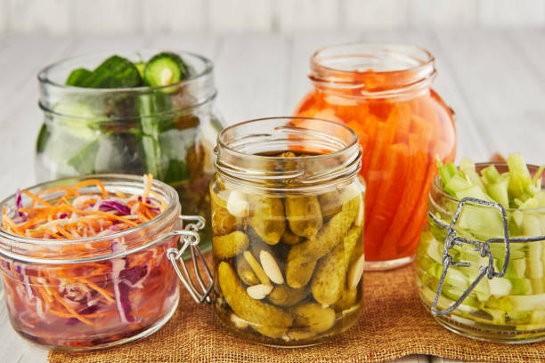 close-up of food in jars on table - food stock pictures, royalty-free photos & images