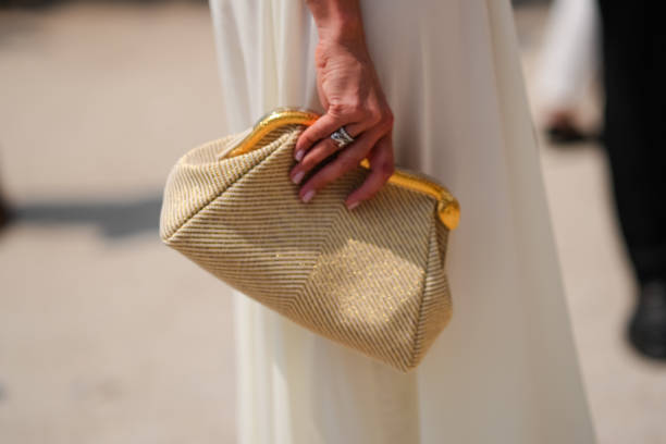Close-up view of a bag, outside Elie Saa, during the Haute Couture Fall/Winter 2024/2025 as part of Paris Fashion Week on June 26, 2024 in Paris,...