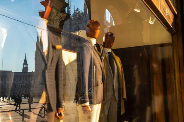 clothing store in milan, italy. - fashion stock pictures, royalty-free photos & images