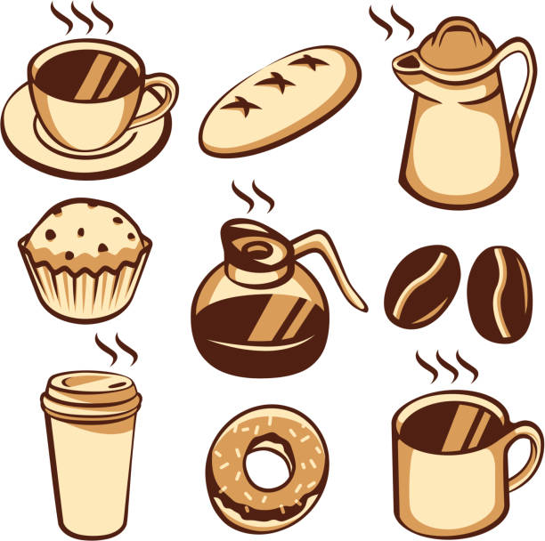 coffee and coffeeshop elements - junk food stock illustrations