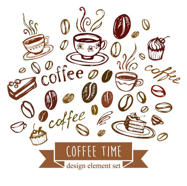 coffee background. vector elements of design - coffee stock illustrations