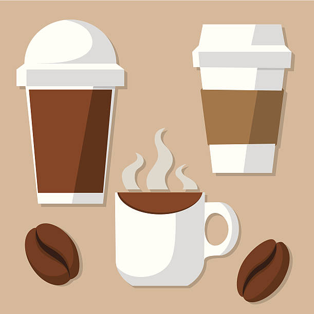 coffee cup and beans - junk food stock illustrations