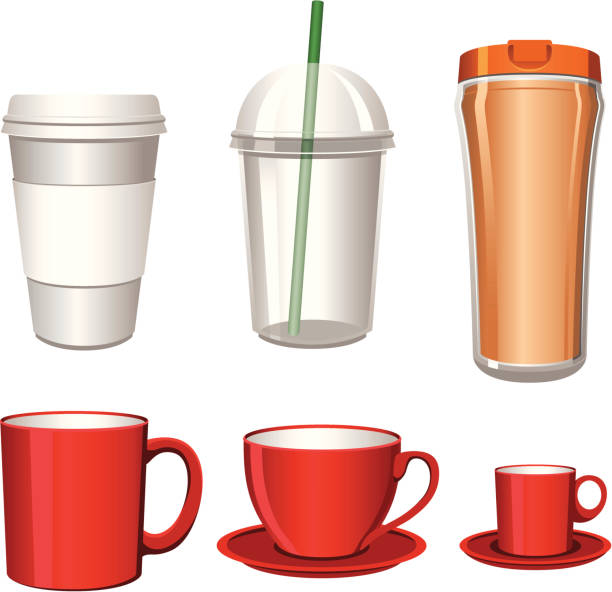 coffee cup set - junk food stock illustrations