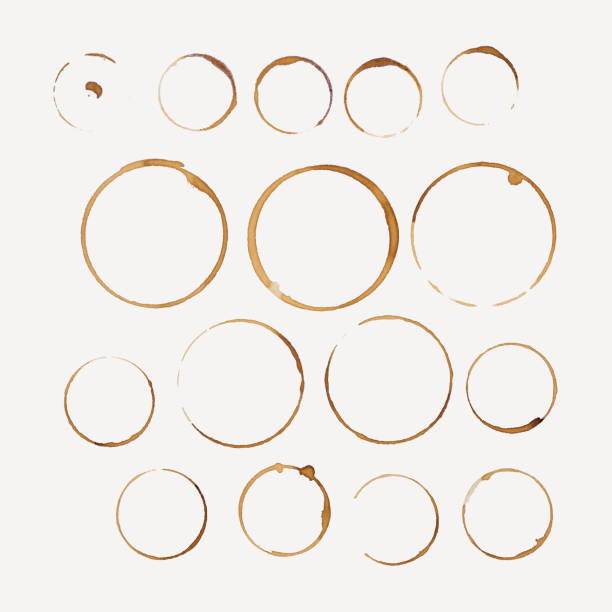 coffee cup stains collection on beige - coffee stock pictures, royalty-free photos & images
