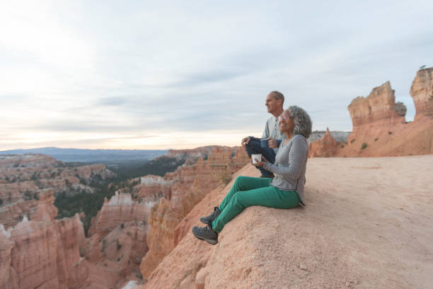 coffee on a cliff - travel stock pictures, royalty-free photos & images
