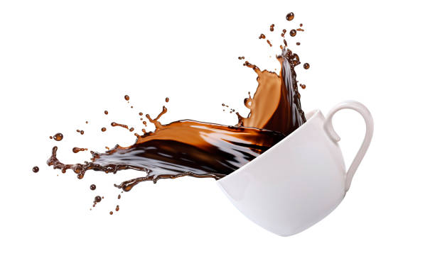 coffee splashing out of cup, illustration - coffee stock illustrations