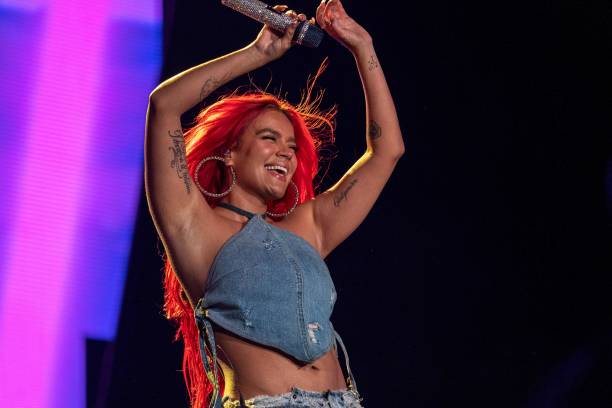 Colombian singer Karol G performs at Hiram Bithorn Stadium in San Juan, Puerto Rico on March 10, 2023.