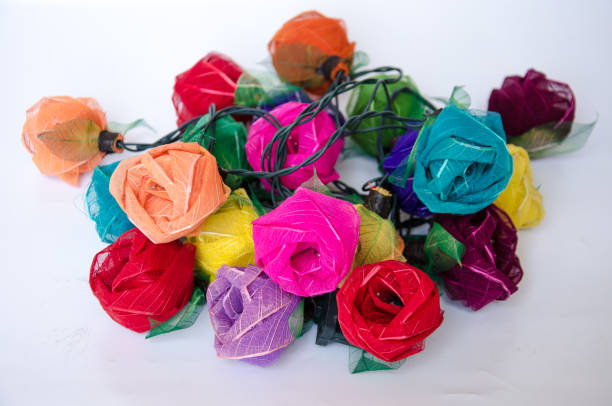 colorful of artificial rose for decoration - garden decoration stock pictures, royalty-free photos & images