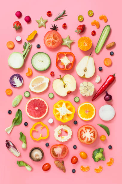 colourful vegan food conceptual still life. - food stock pictures, royalty-free photos & images