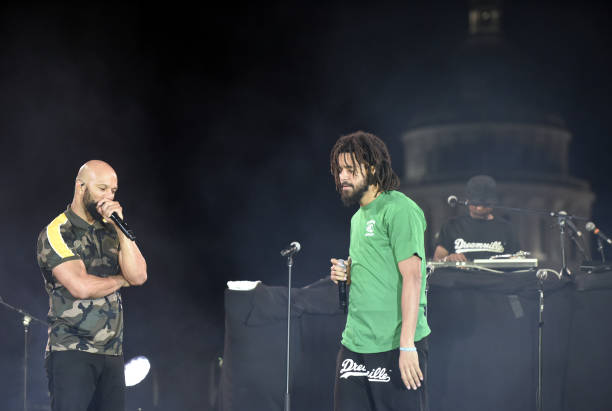 Common and J. Cole perform during the Imagine Justice concert at Capitol Mall on August 21, 2017 in Sacramento, California.