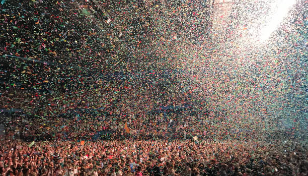 concert and confetti - concert stock pictures, royalty-free photos & images