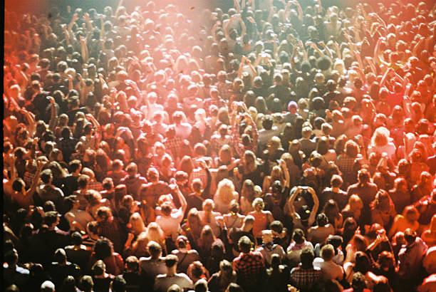 concert crowd from above - concert stock pictures, royalty-free photos & images