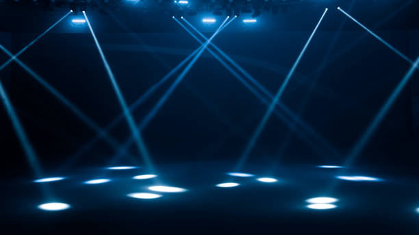 concert lighting on black abstract background - concert stock pictures, royalty-free photos & images