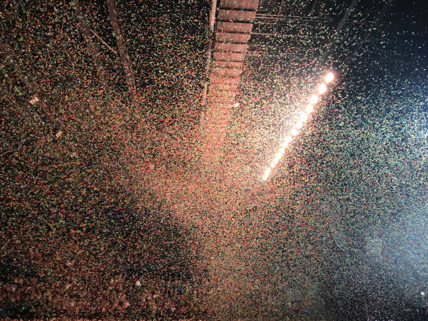 confetti after the concert - concert stock pictures, royalty-free photos & images