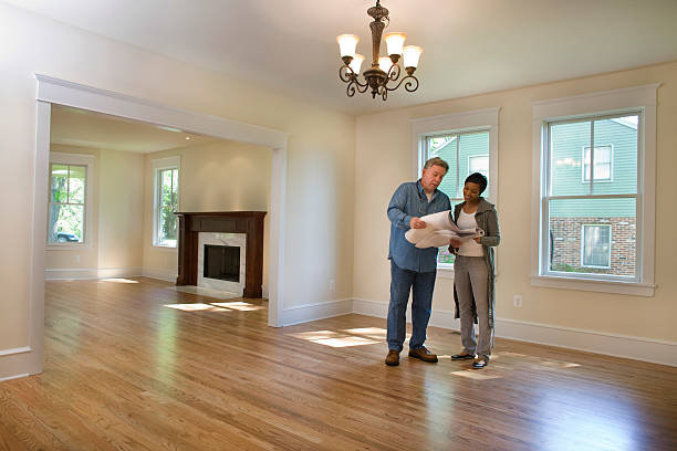contractor discussing renovations - home decoration stock pictures, royalty-free photos & images