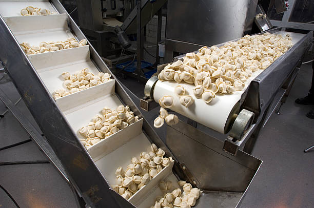 conveyor belt dispensing tortellini - food stock pictures, royalty-free photos & images