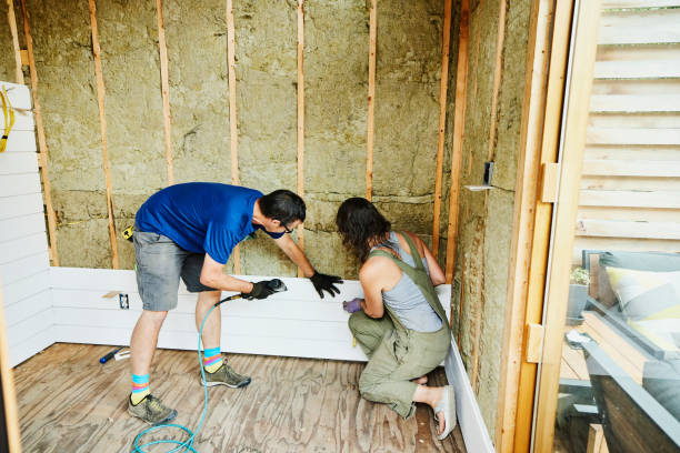 couple installing siding during home improvement project - home decoration stock pictures, royalty-free photos & images