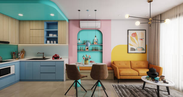cozy and modern small apartment - home decoration stock pictures, royalty-free photos & images