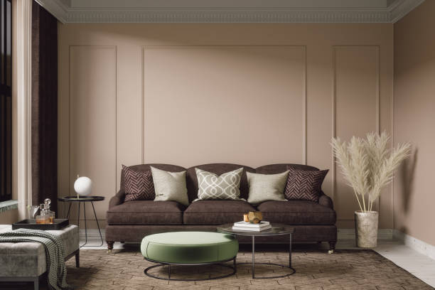 cozy bohemian living room interior - home decoration stock pictures, royalty-free photos & images