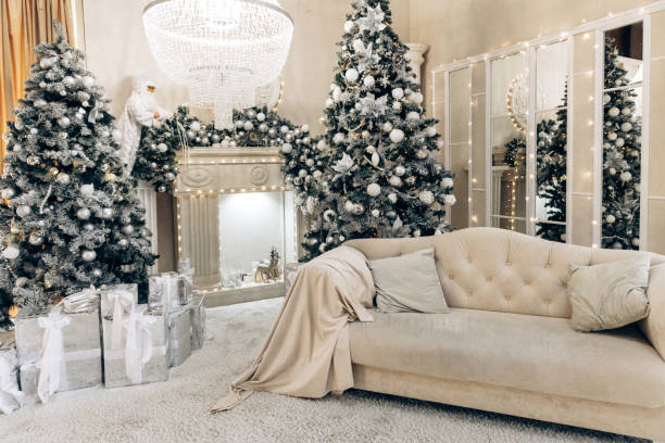 cozy living room winter interior - home decoration stock pictures, royalty-free photos & images