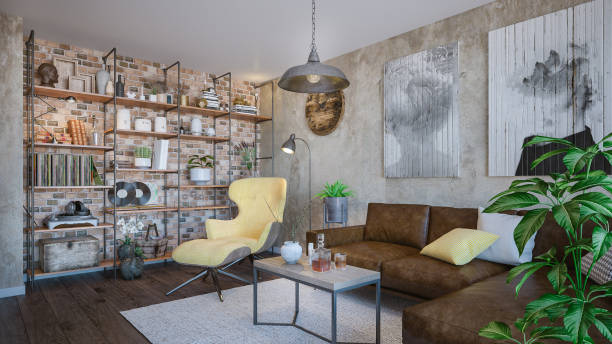 cozy retro domestic room - home decoration stock pictures, royalty-free photos & images