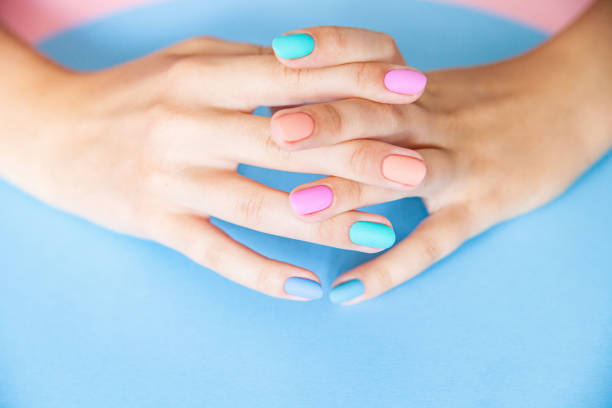 crop woman with perfect manicure - nails art stock pictures, royalty-free photos & images